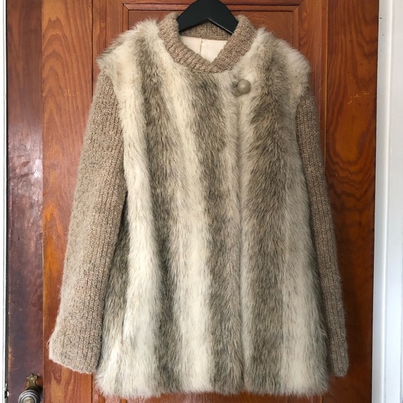 Vintage Designer Dubrowsky & Perlbinder Faux Fur Sweater Jacket - Picture 1 of 13